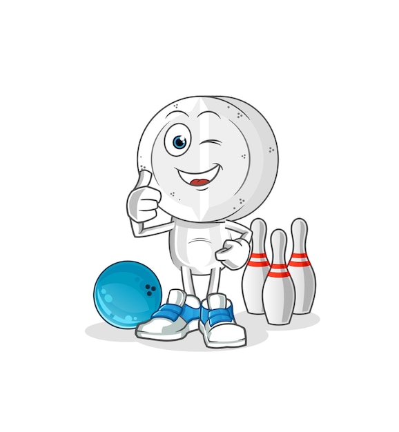 Medicina tableta cabeza dibujos animados jugar bolos ilustración carácter vector