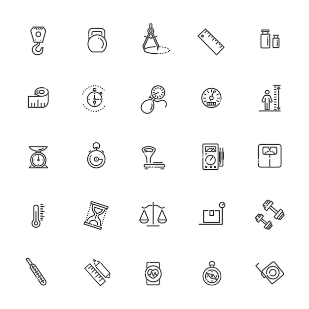 Medición del conjunto de iconos web relacionados Colección de vectores