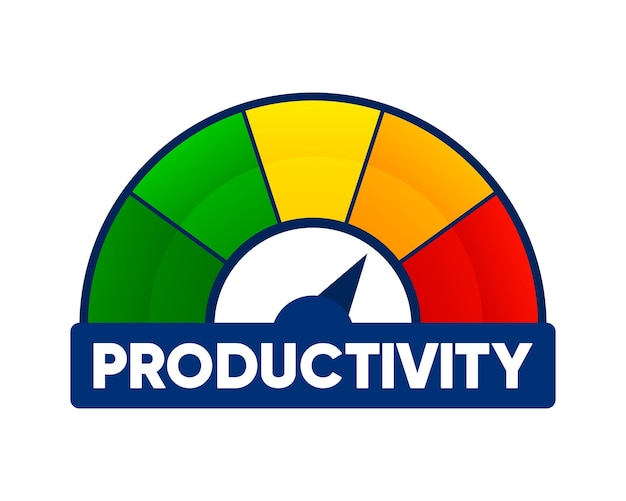 Medición de la productividad Productividad de bajo y alto nivel Concepto empresarial Ilustración vectorial