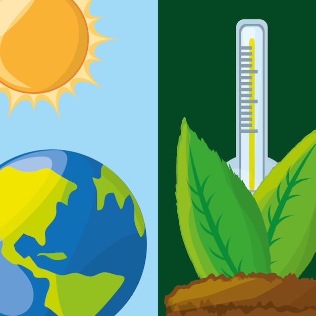 Vector medición de la temperatura en el ecosistema