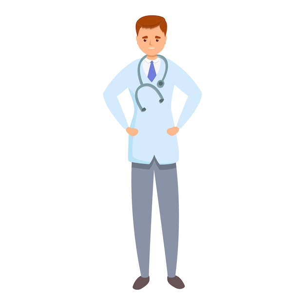 Médico deportivo con icono de estetoscopio Caricatura de médico deportivo con icono de vector de estetoscopio para diseño web aislado sobre fondo blanco