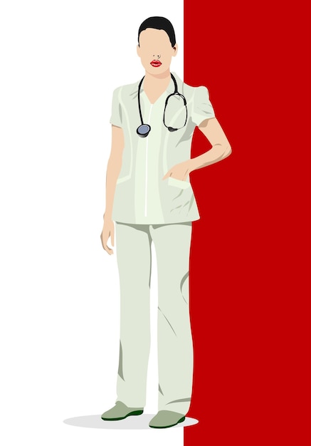 Vector médico, con, doctores, smock, vector, ilustración