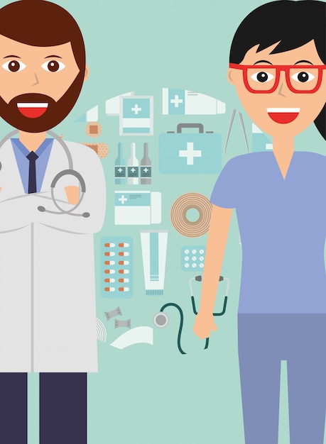 médico y enfermera profesión médico salud
