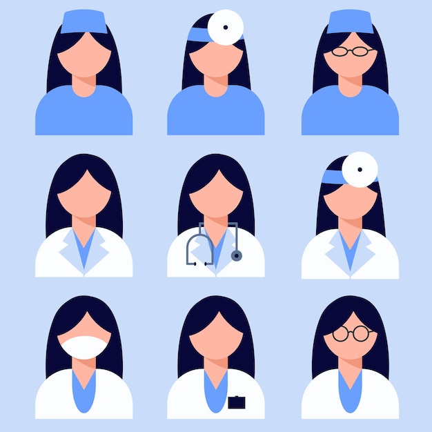 Un médico una enfermera en uniforme Mujer en estilo plano Ilustración vectorial