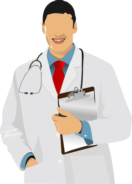 Vector médico, con, estetoscopio, vector, ilustración