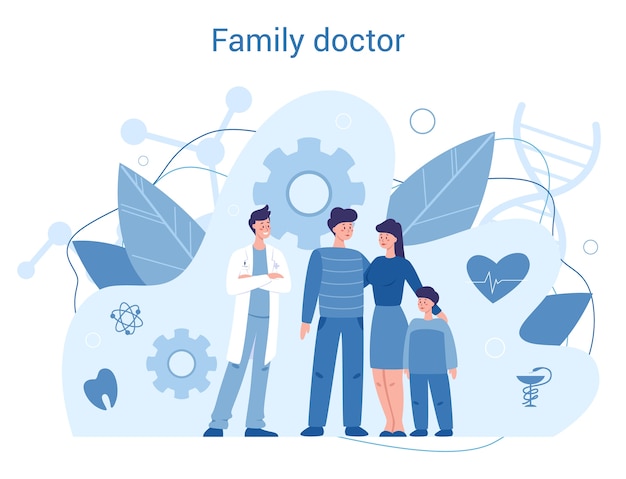 Vector médico de familia y concepto de salud general.