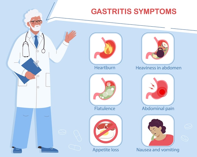 El médico habla de los síntomas de la gastritis