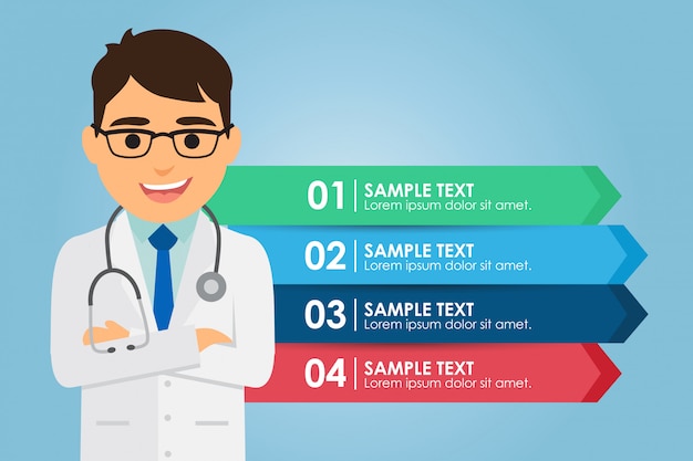 Médico hombre de pie con una infografía