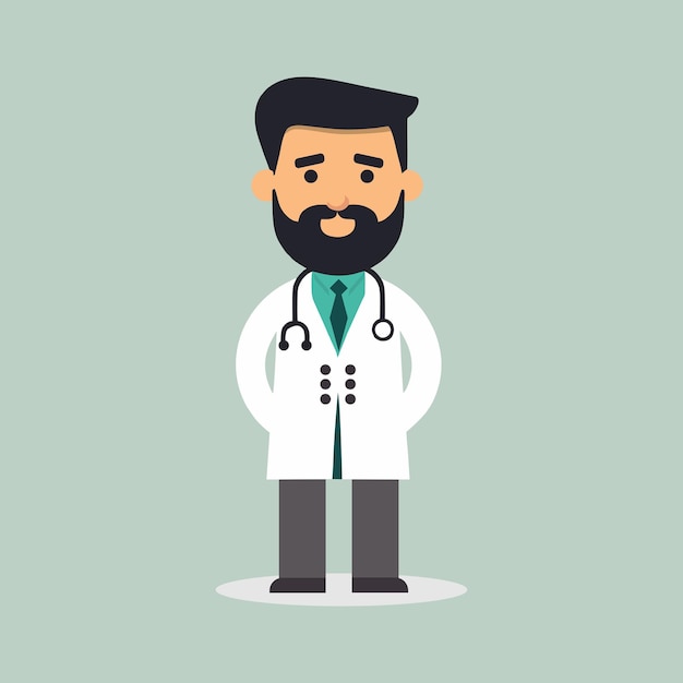 Vector médico, icono, doctor masculino, caricatura, carácter