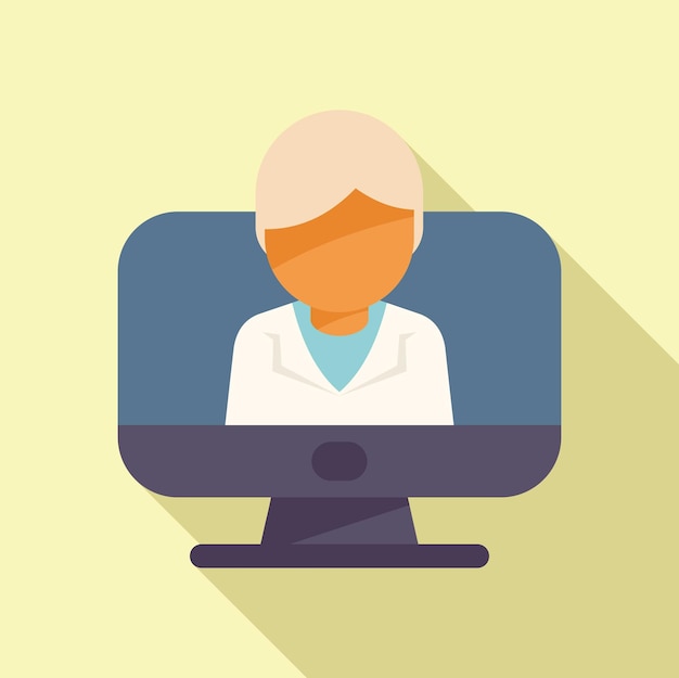 Médico en línea icono vector plano Clínica medicina Servicio de pantalla