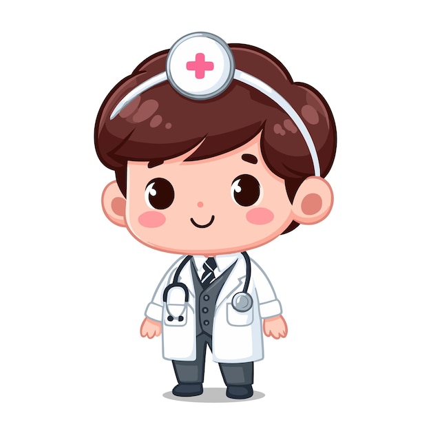 médico masculino con estetoscopio kawaii diseño de personajes de dibujos animados vectoriales