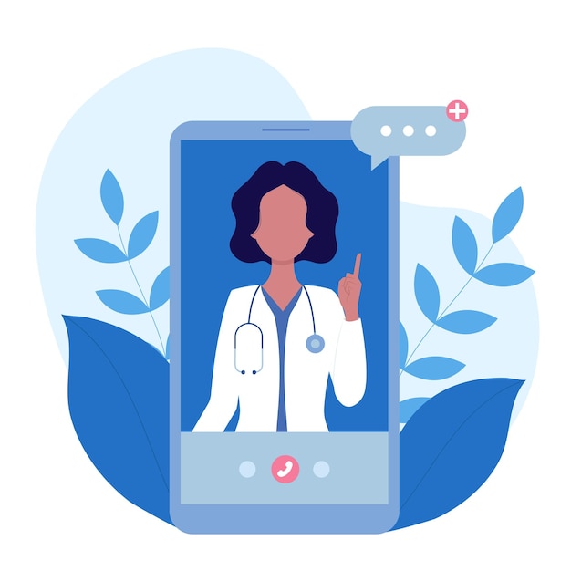 El médico muestra una idea con un dedo o advierte Concept doctor healthcare Ilustración vectorial en