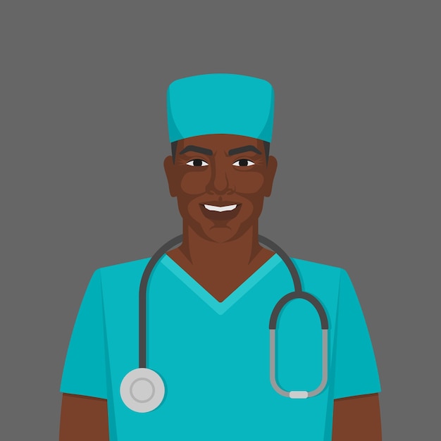 Médico negro con estetoscopio