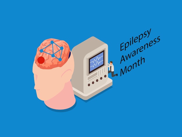 Vector médico neurólogo neurocientífico mes de concienciación sobre la epilepsia