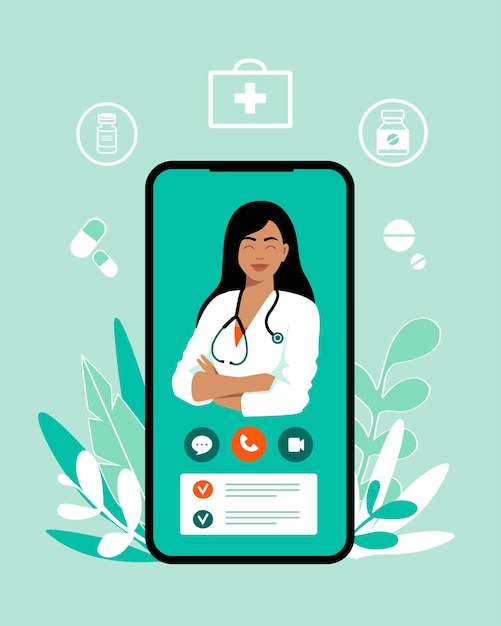 Vector médico online medicina virtual consulta médica online