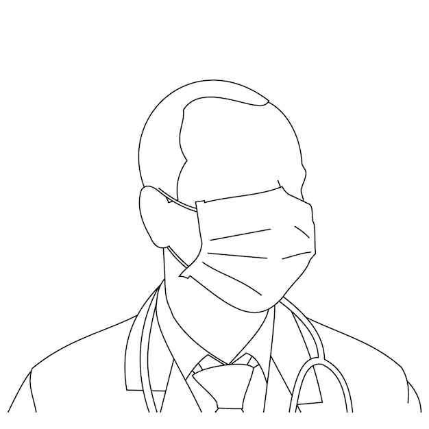 Un médico profesional que usa mascarillas quirúrgicas para protegerse de las enfermedades de la peste, la gripe o el virus