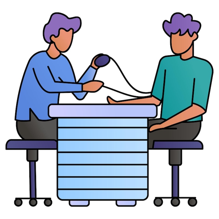 Vector médico que comprueba la presión arterial concepto vector color icono diseño, escena médica y sanitaria
