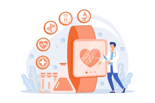 Médico y reloj inteligente con corazón rastreador de salud smartwatch y seguimiento de actividad del monitor de salud