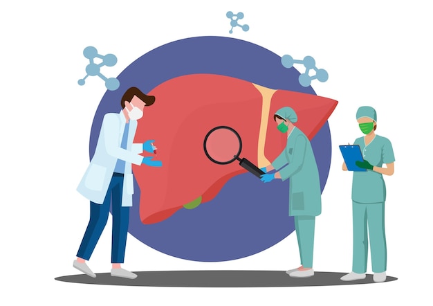 Los médicos se consultan entre sí Sobre el trabajo del corazón Con un ritmo cardíaco irregular Ilustración de vector plano Concepto de salud y medicina