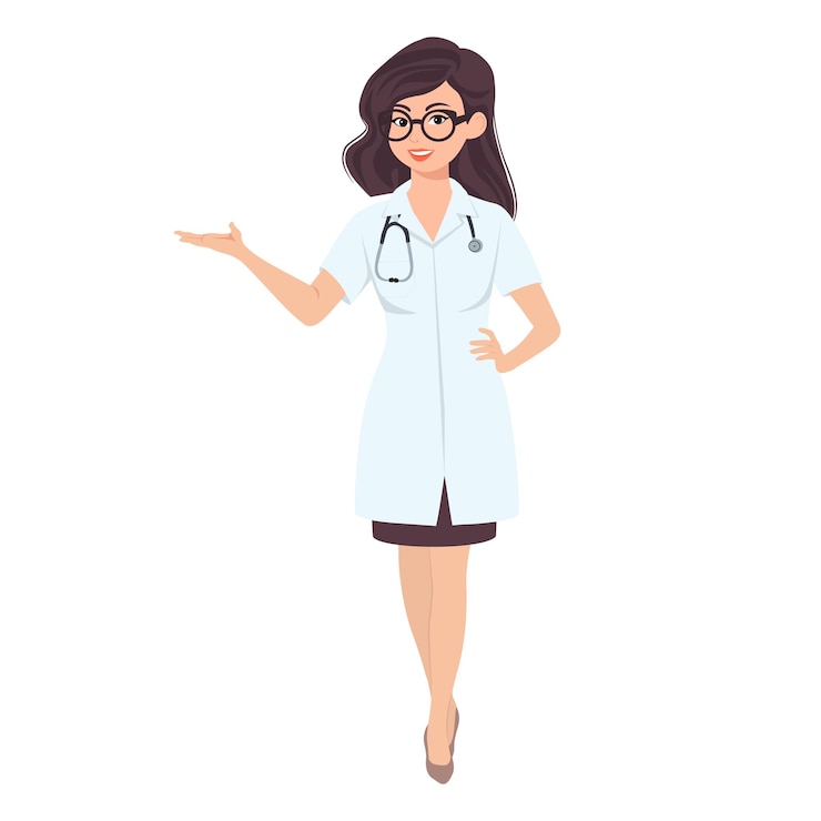 Vector médicos con estetoscopio en diferentes poses ilustración vectorial