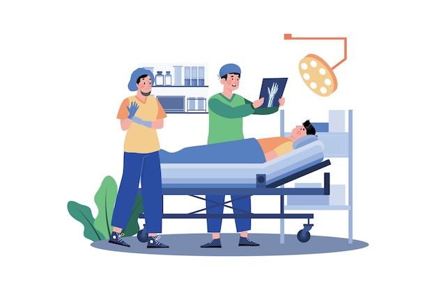 Médicos haciendo concepto de ilustración de cirugía sobre fondo blanco