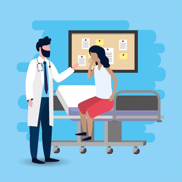Médicos hombre con diagnóstico de enfermo.