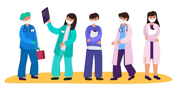 Médicos medicina prevención de enfermedades y virus Médico enmascarado estudiante de medicina residente interno