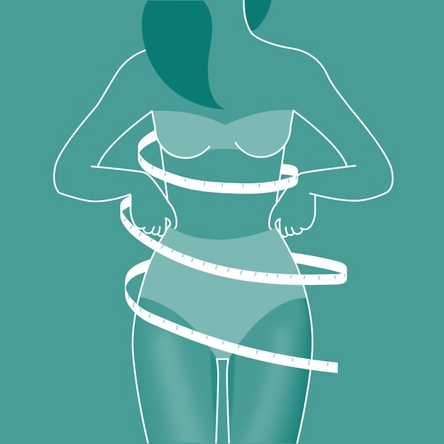 Vector medidas y forma del cuerpo de la mujer