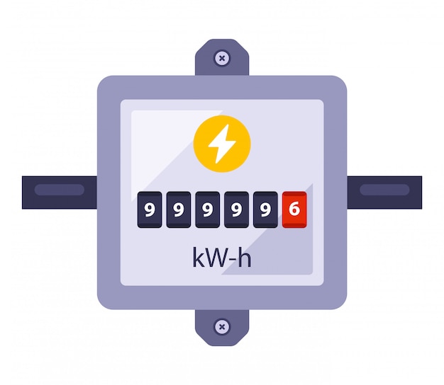 Medidor de electricidad para registrar el consumo de energía. ilustración plana