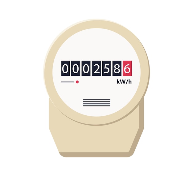 Medidor eléctrico Medidor automático de energía eléctrica Equipo de medición doméstico o industrial en estilo plano Control de consumo de electricidad Ilustración vectorial aislada sobre fondo blanco