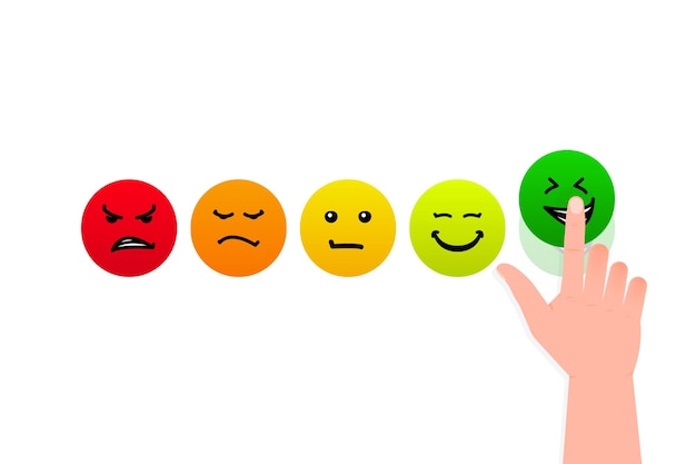 Medidor de puntaje de crédito con diferentes emociones vector concepto aislado sobre fondo blanco