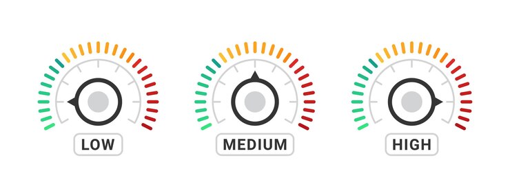 Vector medidor de velocidad tacómetro medidor de rotación medida de rendimiento medidor de riesgo medidor de nivel ilustración vectorial