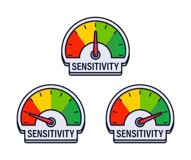 Medidores de calificación de sensibilidad emocional Ilustración vectorial con escala de conciencia y reactividad