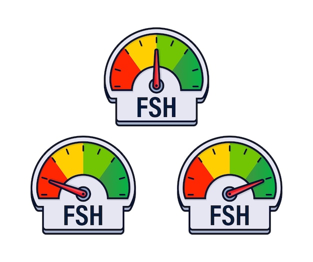 Vector medidores de nivel de fsh de la hormona estimulante del folículo ilustración vectorial con salud reproductiva