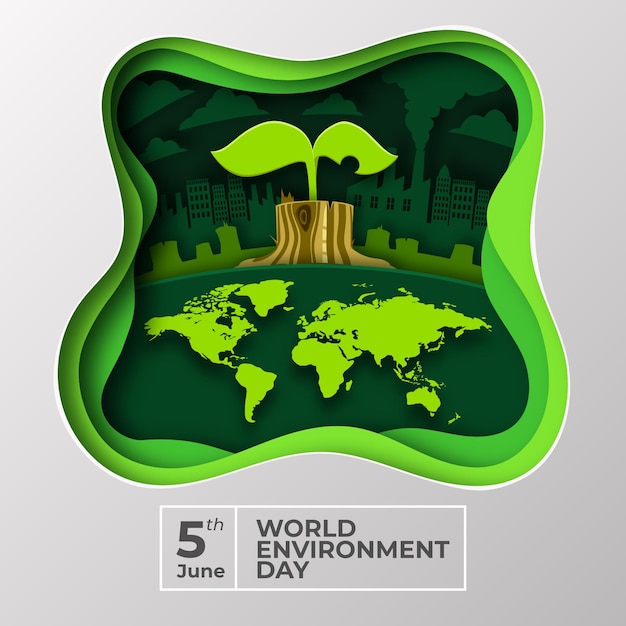 Medio ambiente 03día mundial del medio ambiente estilo de corte de papel