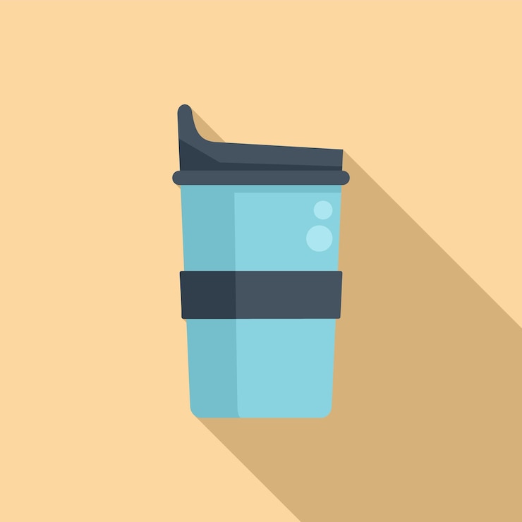 Vector medio ambiente icono de taza térmica vector plano botella de café frasco de viaje
