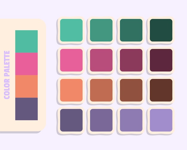 medio-aquamarino pálido violeta salmón gris oscuro teoría del color diseño y edición idea armoniosa