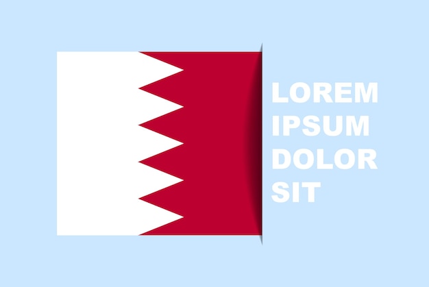 Medio vector de bandera de Bahrein con espacio de copia, bandera de país con estilo de sombra, efecto de deslizamiento horizontal