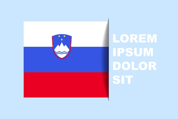 Medio vector de bandera de Eslovenia con espacio de copia, bandera de país con estilo de sombra, efecto de deslizamiento horizontal