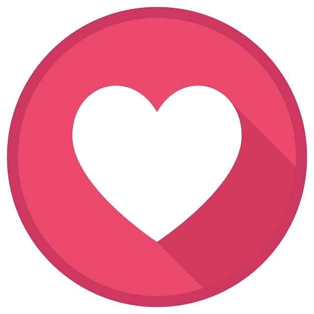 Los medios sociales como la notificación icono plano con símbolo de corazón aislado en fondo blanco