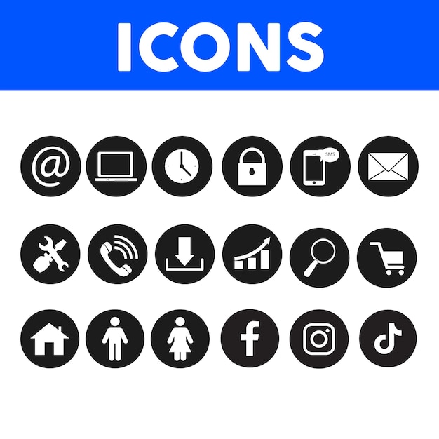 Vector medios sociales y conjunto de iconos vectorial premium