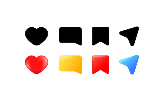 Medios sociales Diferentes estilos botones de color para las redes sociales botones de interfaz íconos vectoriales