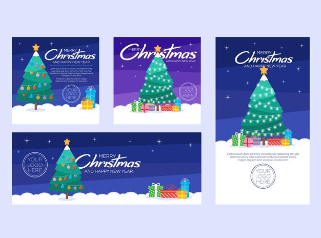 Medios sociales de Navidad Vector de publicaciones de medios sociales