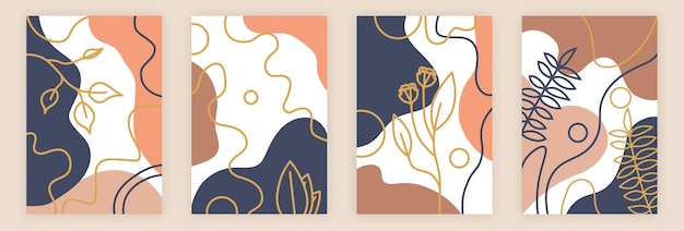 Medios sociales y post vector creativo conjunto de formas de colores abstractos patrones y líneas estilo de arte de línea