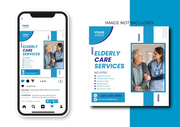 Medios sociales de salud médica y banner de publicación en Instagram