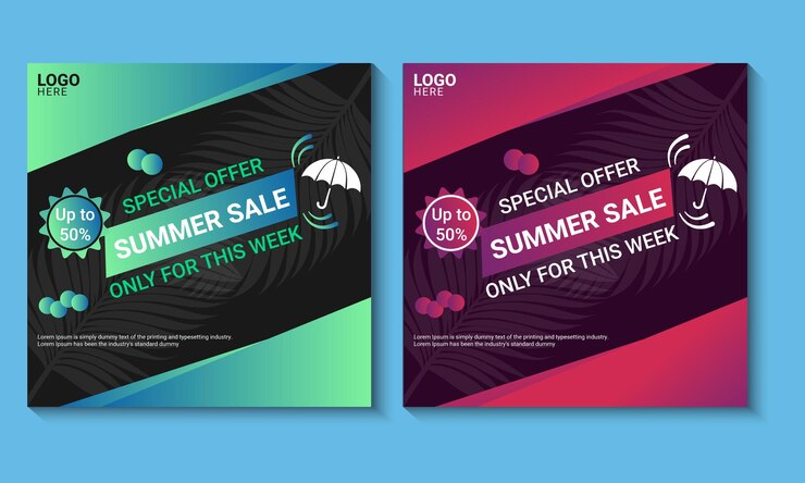 Medios sociales de verano y diseño de plantillas de carteles de Instagram