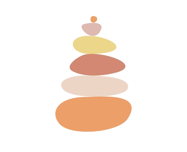 Meditación equilibrio pirámide de piedra piedras apiladas colores pastel objeto ilustración vectorial fondo blanco aislado