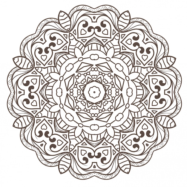 La meditación étnica del mandala del fractal se parece a snowflake o maya aztec.