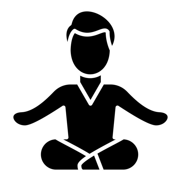 Meditación Glyph Ilustración en negro sólido