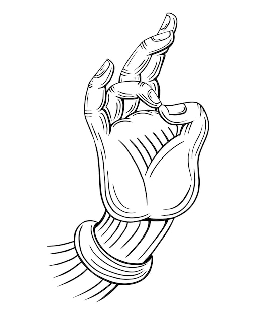 meditación de la mano de Buda gesto vector dibujado a mano